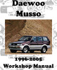 Thumbnail DAEWOO / SSANGYONG MUSSO 1996 - 2005 WORKSHOP MANUAL